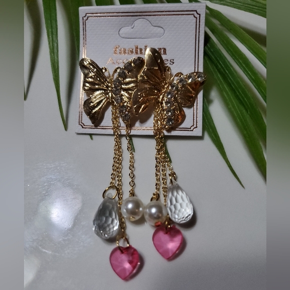 Detachable chain Butterfly Earrings - Picture 3 of 4